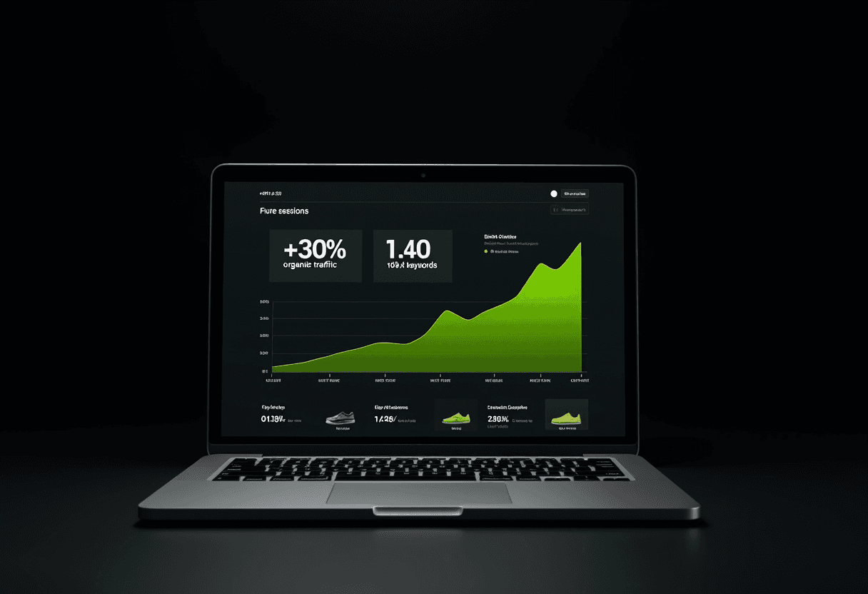 Organic traffic growth chart for activewear brand
