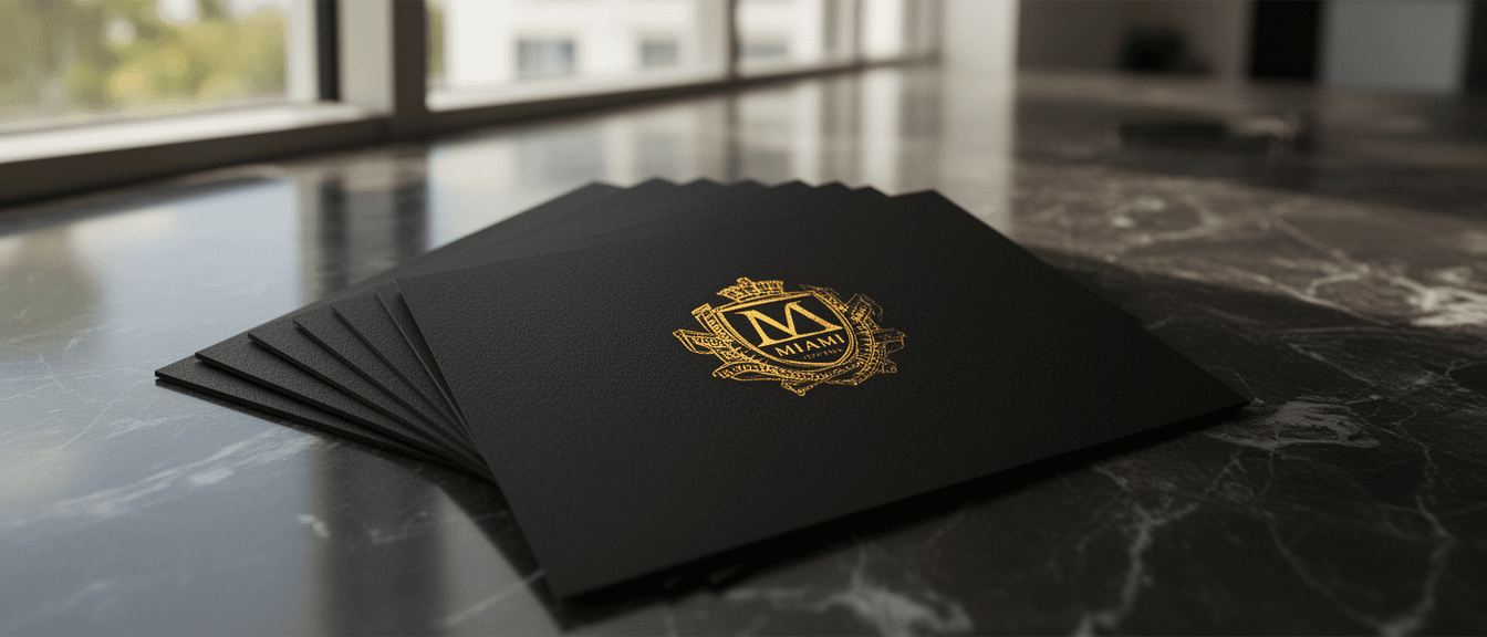 Soft-touch business cards with gold foil stamping